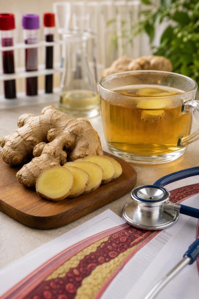 ginger cholesterol study illustration for Ginger and Cholesterol: What a New Randomized Trial Found, and What It Didn't