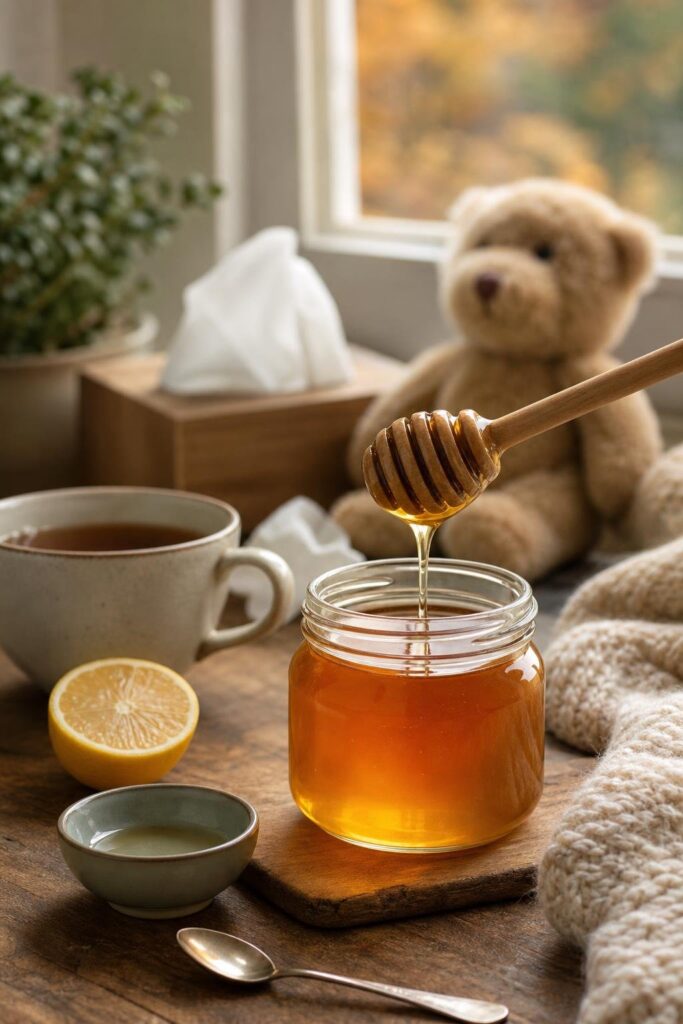 Illustration of Honey for Coughs: What the Research Says, and Why Babies Under 1 Should Never Have It
