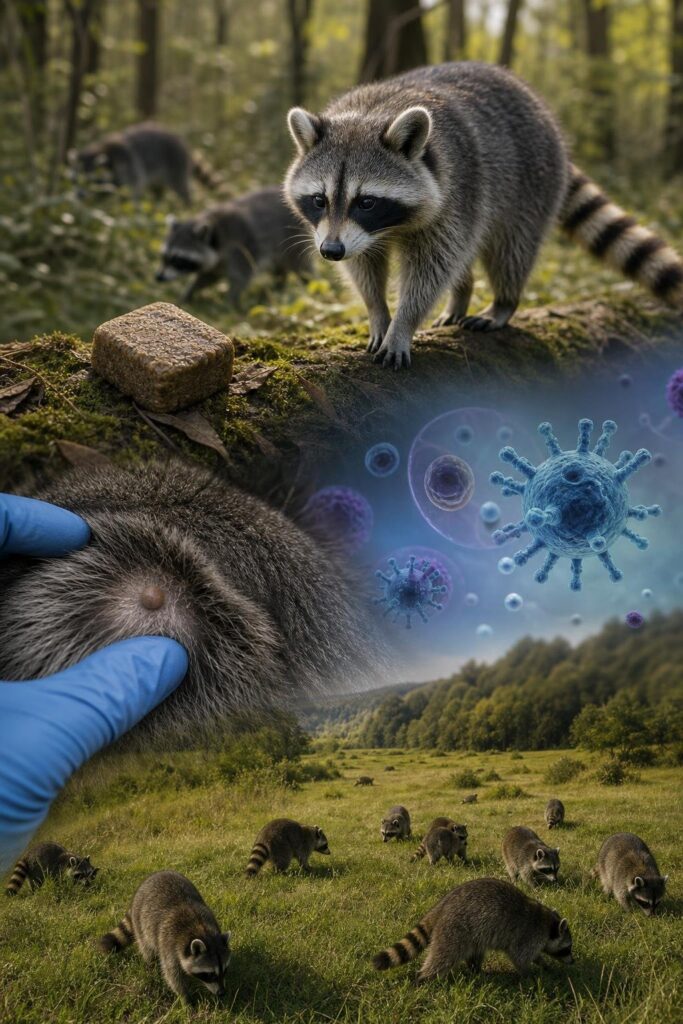Illustration of Self-Spreading Vaccines for Wildlife: How Transmissible Vaccines Work and Why Scientists Are Divided