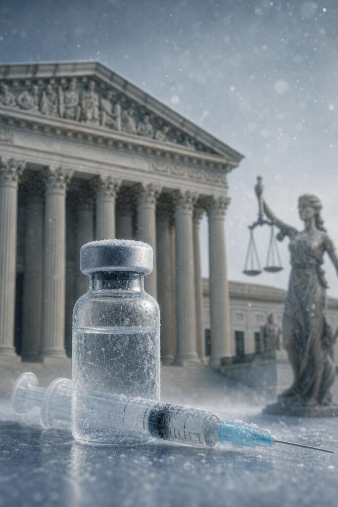 vaccine schedule court ruling illustration for Why US Vaccine Recommendations Are Frozen: The AAP v. Kennedy Court Fight Expl